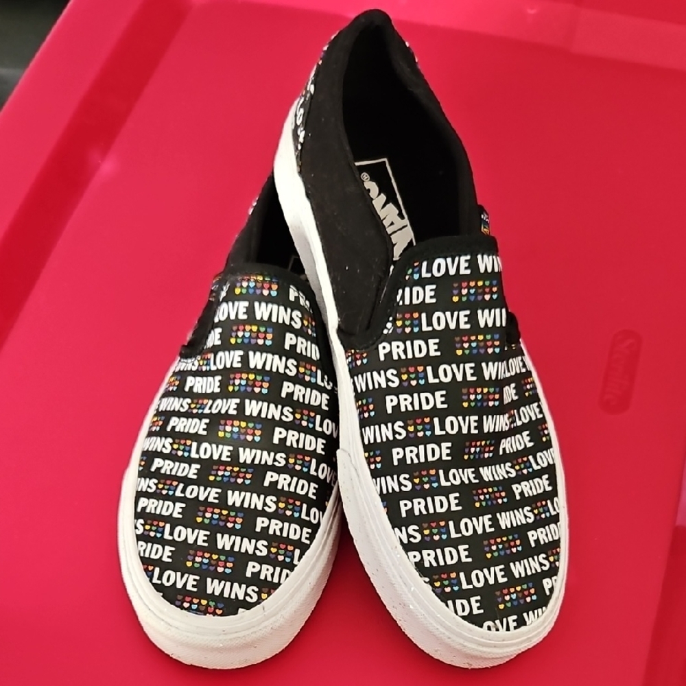 Vans Black Love Wins Pride Slip-On Sneakers